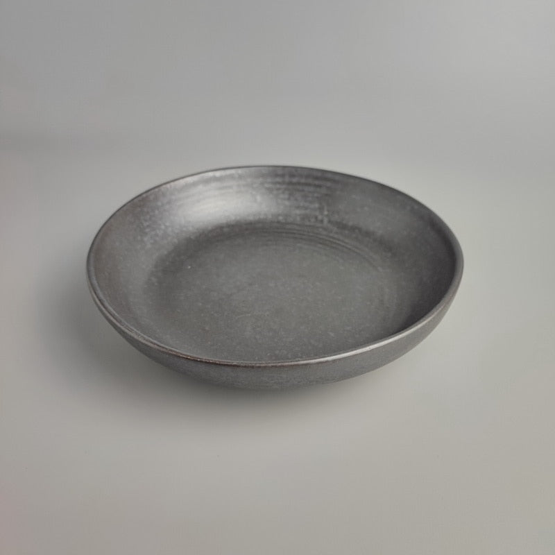 Grey Ceramic Shallow Bowl