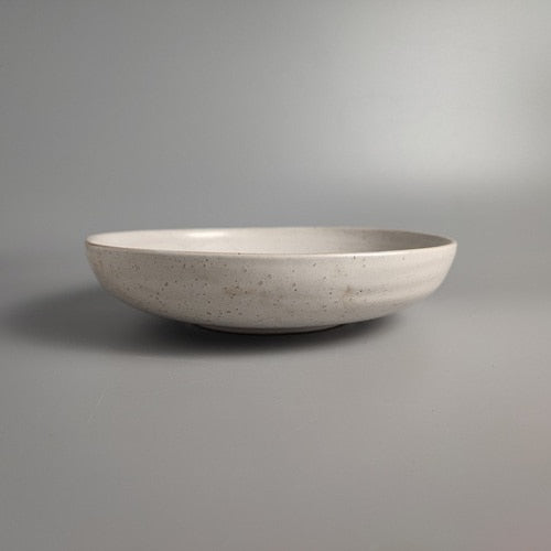 Off-White Ceramic Shallow Bowl